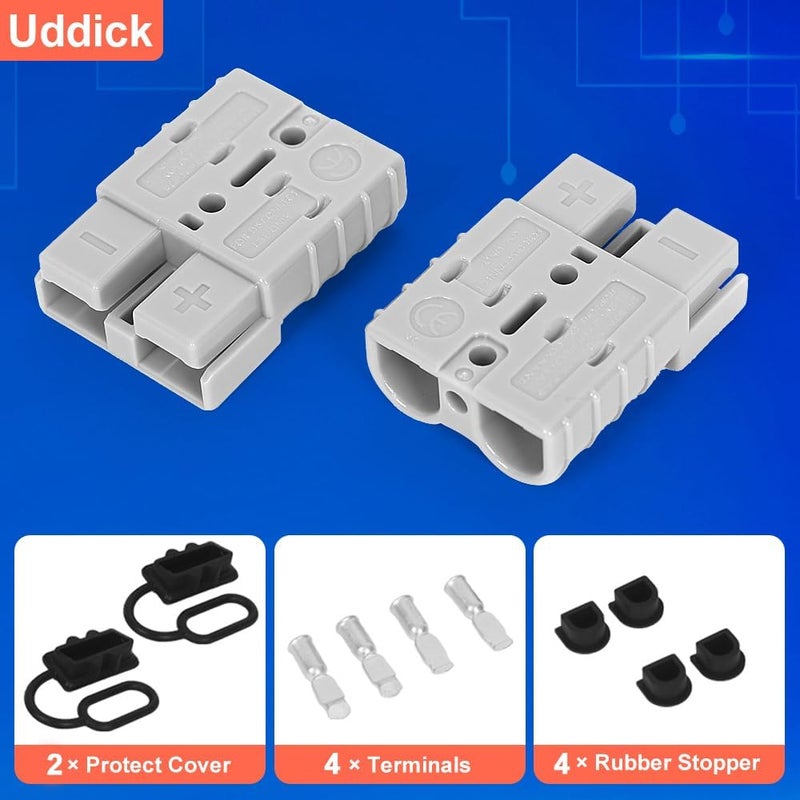 Uddick Battery Quick Disconnect Connecteur 600 V 50A, Grey, 50A with Covers 2PC - Image 5